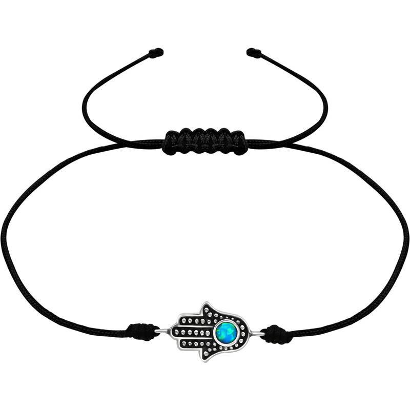 MAJYA Náramek černý s přívěskem HAMSA 10587 86360155
