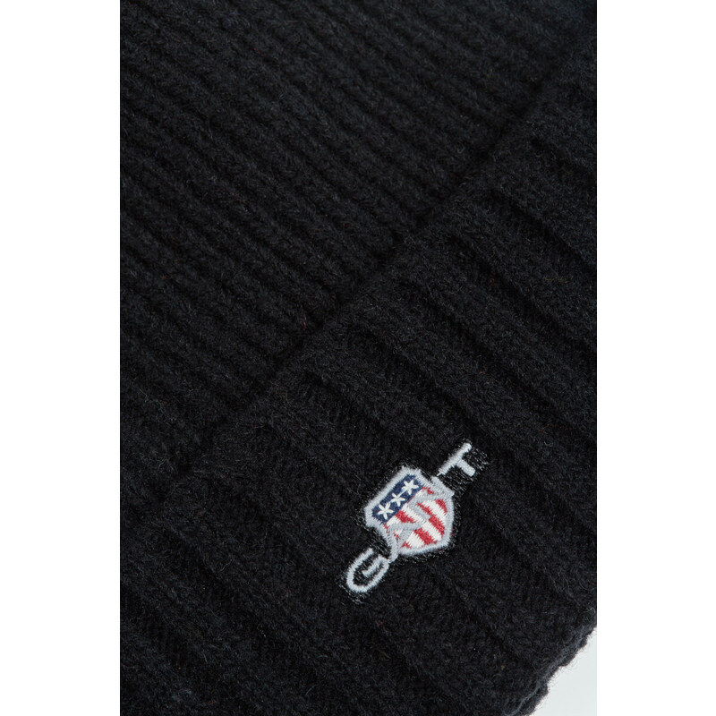 ČEPICE GANT UNISEX. SHIELD WOOL BEANIE černá None