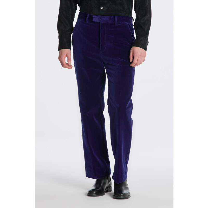 KALHOTY GANT VELVET SUIT PANTS modrá 44