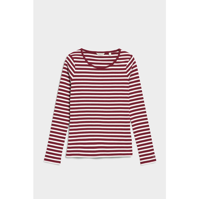 TRIČKO GANT SLIM STRIPED 1X1 RIBBED LS T-SHIRT červená XS