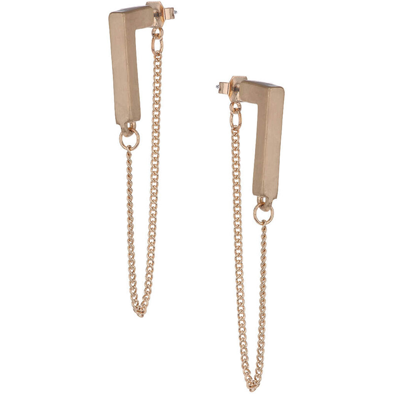 Topshop Brushed Chain Front And Back Earrings