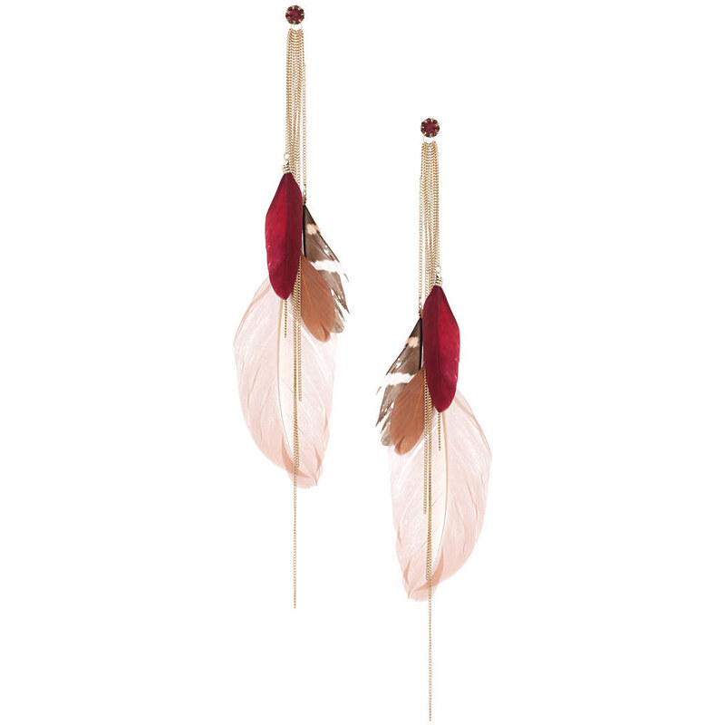 Topshop Large Feather Front To Back Earrings