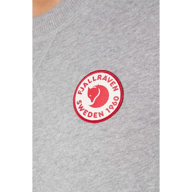 Bavlněná mikina Fjallraven 1960 Logo dámská, šedá barva, melanžová