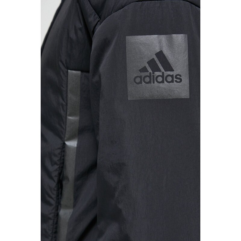 Péřová bunda adidas dámská, černá barva, zimní, oversize