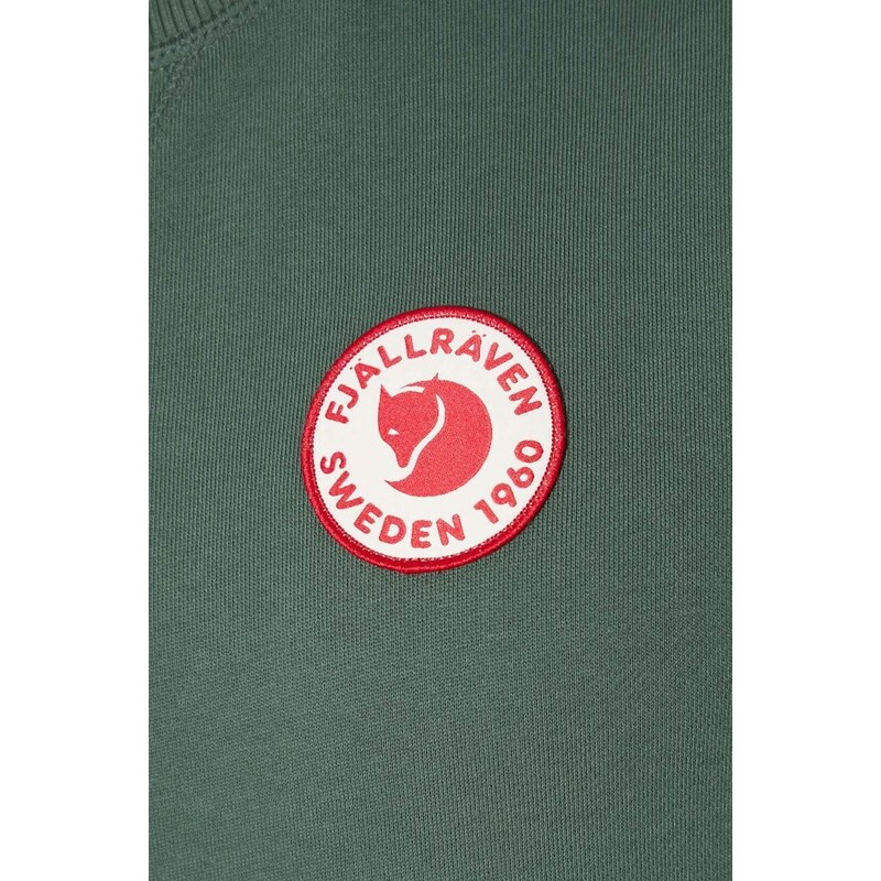 Bavlněná mikina Fjallraven 1960 Logo Badge Sweater dámská, zelená barva, s aplikací, F87230