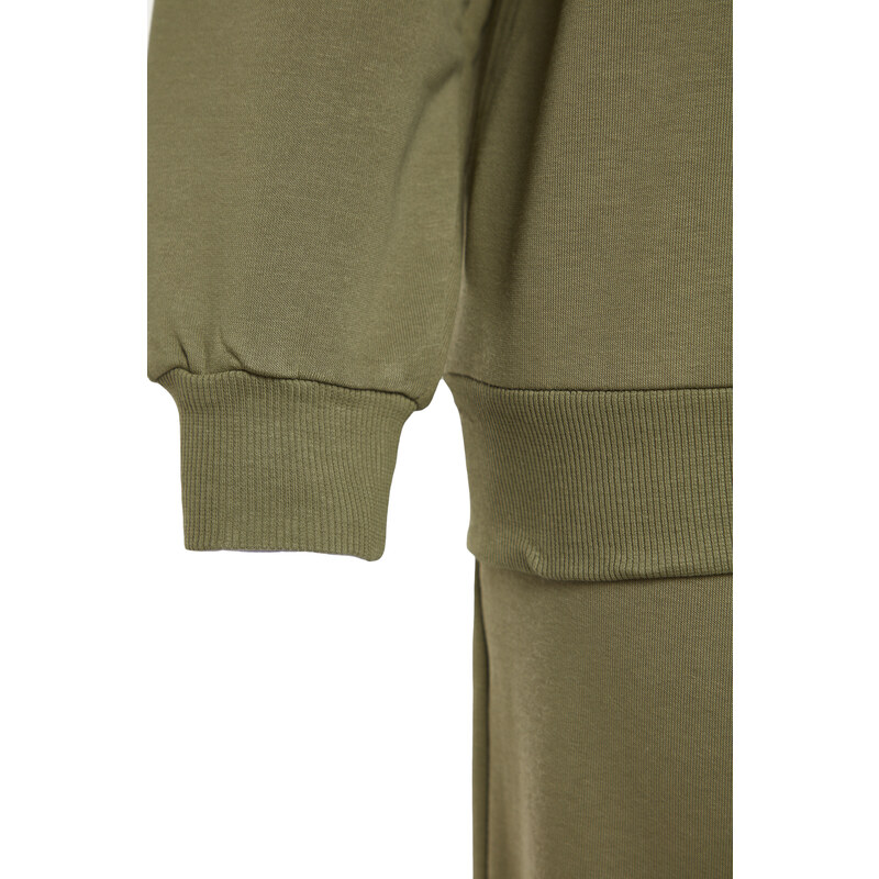 Trendyol Khaki Regular/Normal Fit Basic Low Shoulders Thick Knitted Tracksuit Set