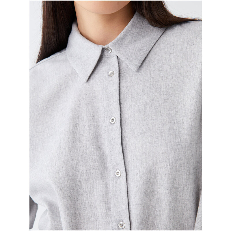 LC Waikiki Shirt Collar Plain Long Sleeve Poplin Women's Tunic