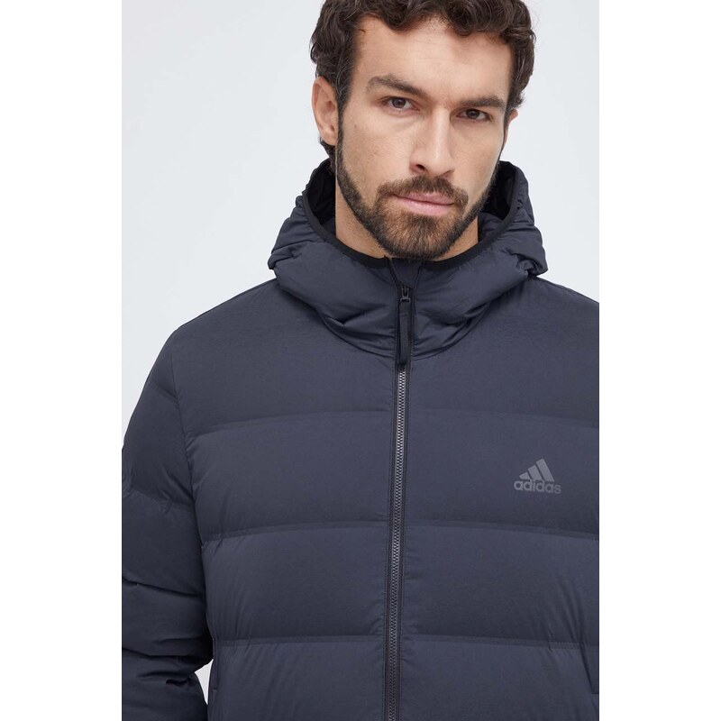 Péřová bunda adidas pánská, černá barva, zimní, IK3174