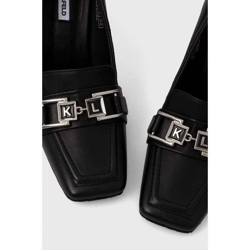 Kožené lodičky Karl Lagerfeld MASQUE černá barva, na podpatku, KL30720