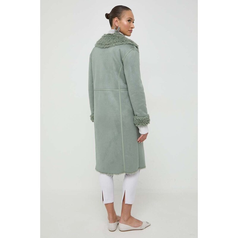 Kabát Twinset dámský, zelená barva, přechodný