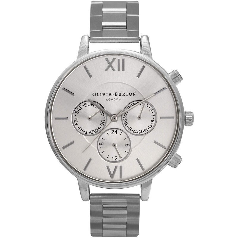 Topshop **Olivia Burton Big Dial Chrono Detail Silver Bracelet Watch