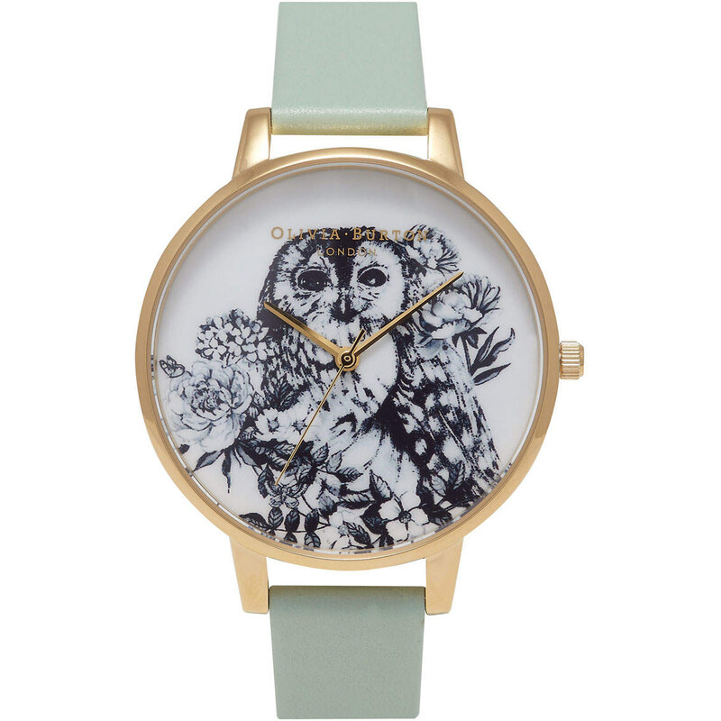 Topshop **Olivia Burton Animal Motif Owl Mint & Gold Watch