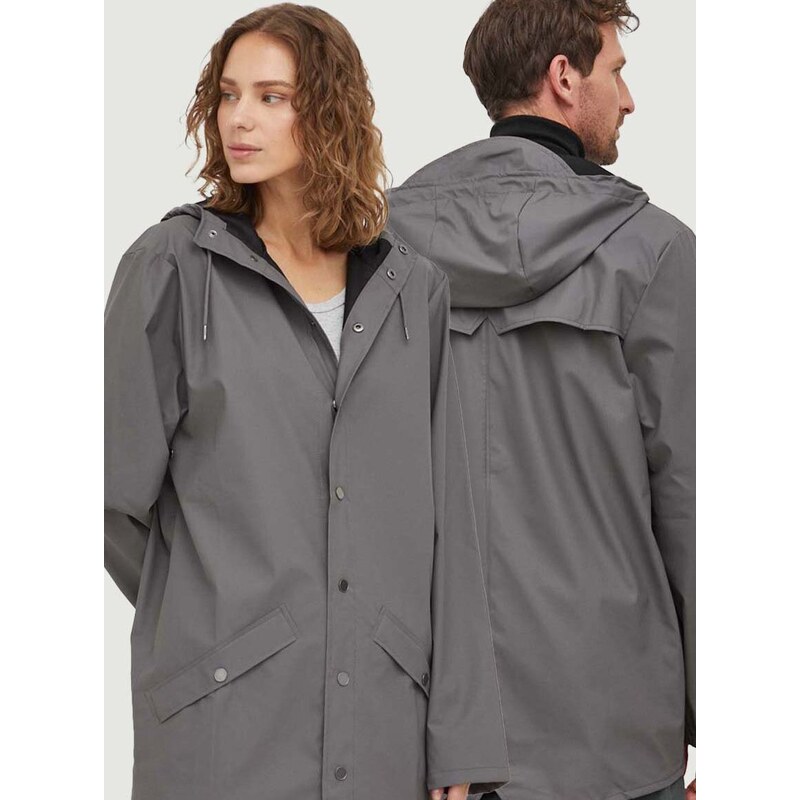 Nepromokavá bunda Rains 12010 Jackets šedá barva, přechodná