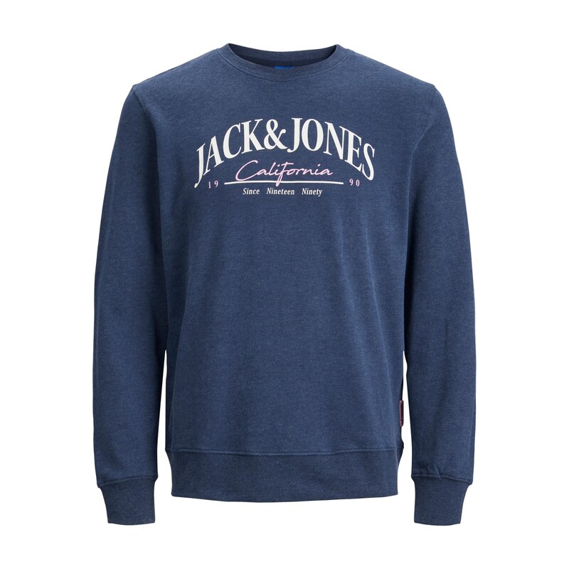JACK & JONES Mikina JORPalma námořnická modř / pastelově růžová