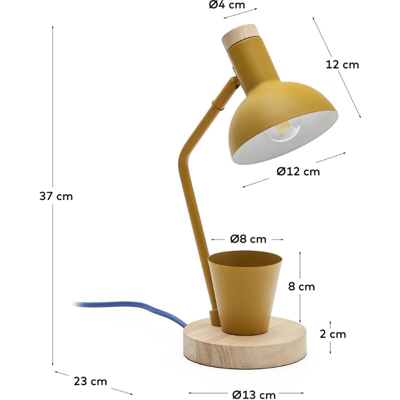 Žlutá kovová stolní lampa Kave Home Katia