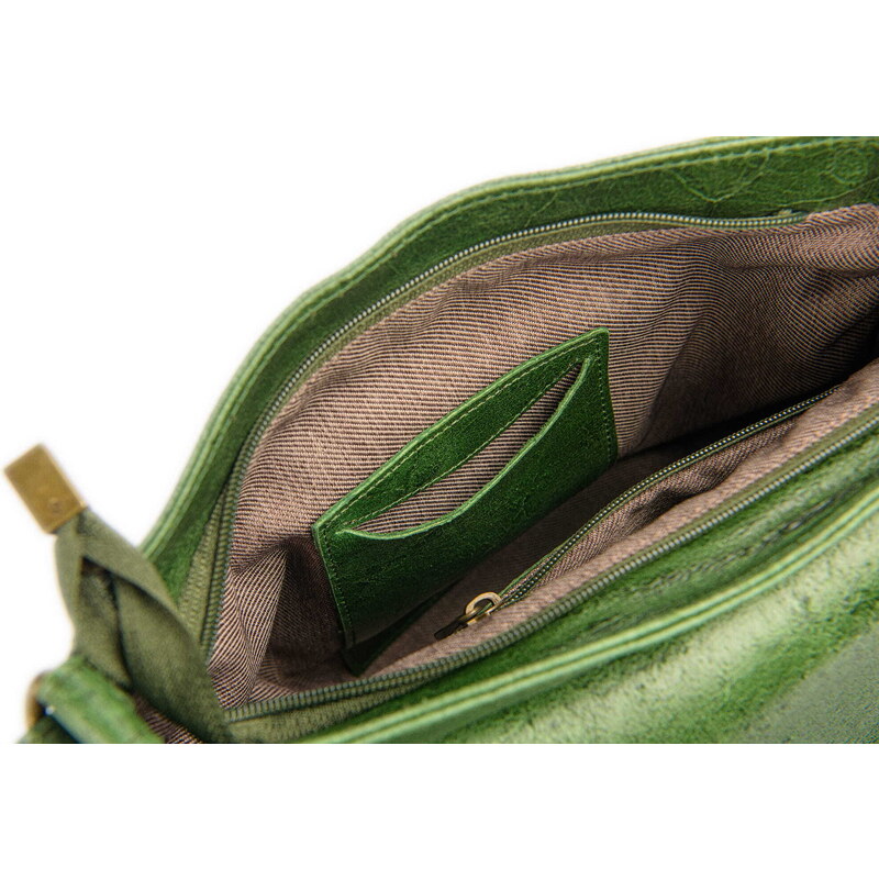 Střední taška na rameno pravá kůže Kabelky od Hraběnky; zelená