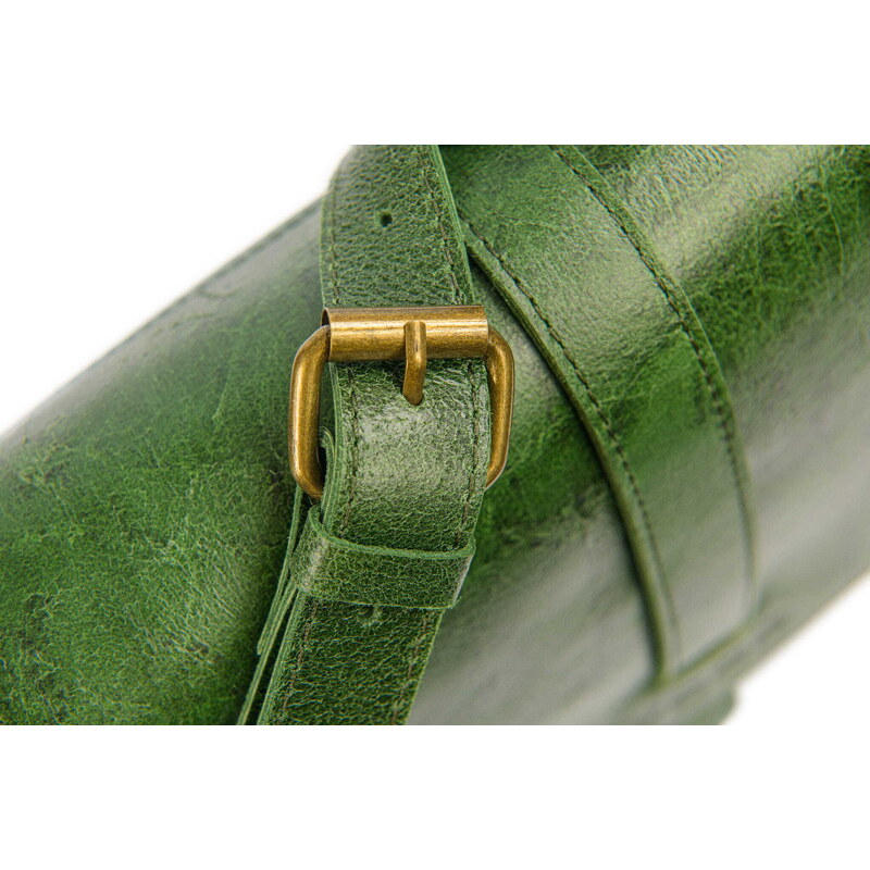 Střední taška na rameno pravá kůže Kabelky od Hraběnky; zelená