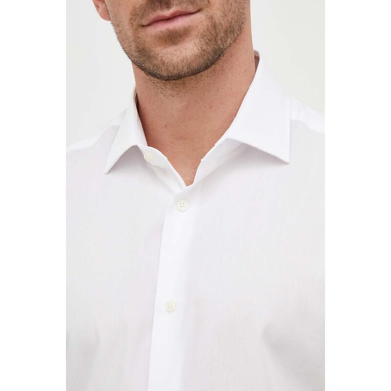 Košile United Colors of Benetton bílá barva, regular, s italským límcem
