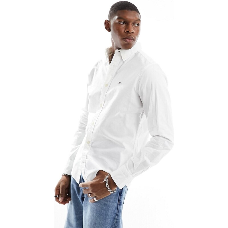 GANT icon logo slim fit oxford shirt in white