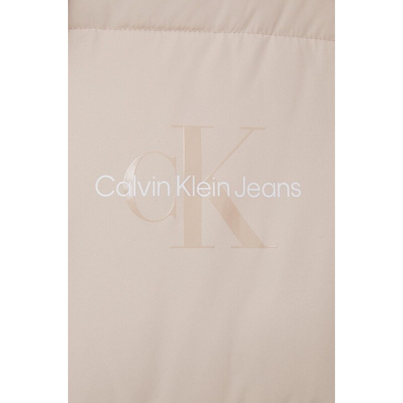 Bunda Calvin Klein Jeans dámská, béžová barva, zimní, oversize