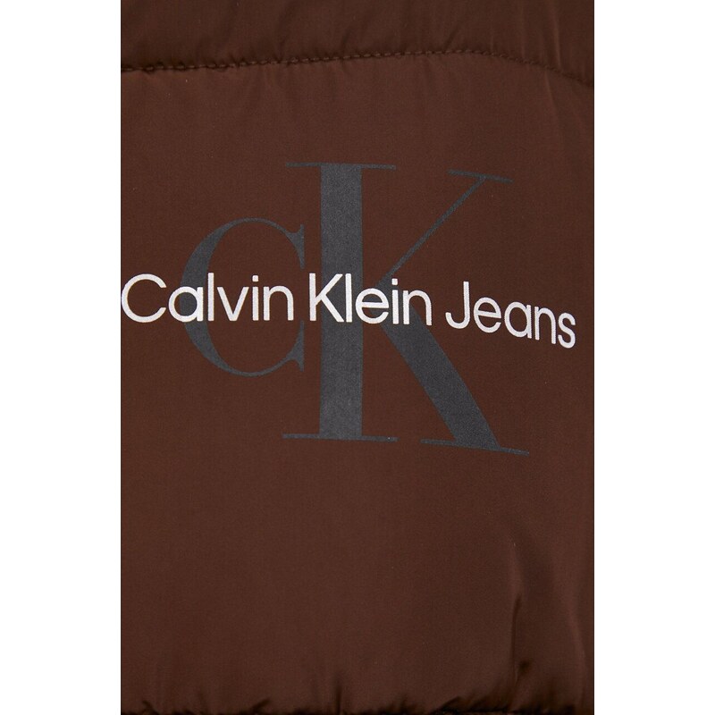Oboustranná bunda Calvin Klein Jeans dámská, béžová barva, zimní, oversize