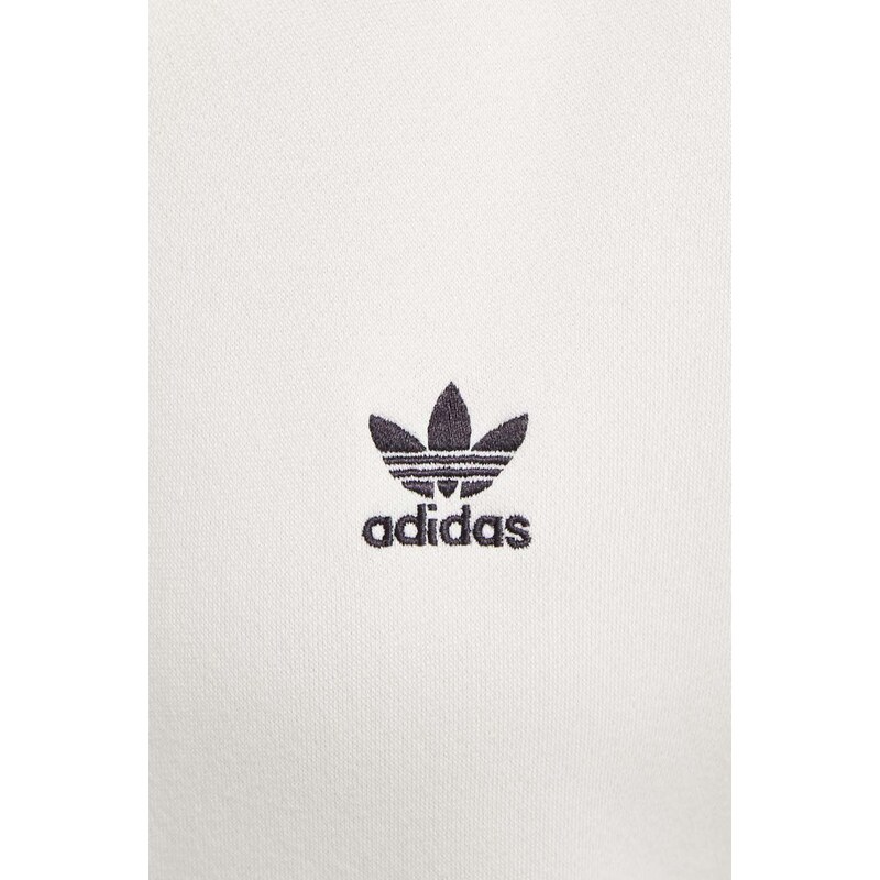 Mikina adidas Originals dámská, béžová barva, s kapucí, hladká, IJ5419