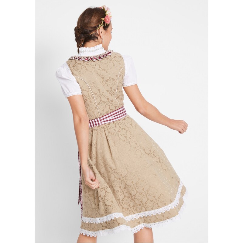 bonprix Dirndl se zástěrou, délka ke kolenům Béžová