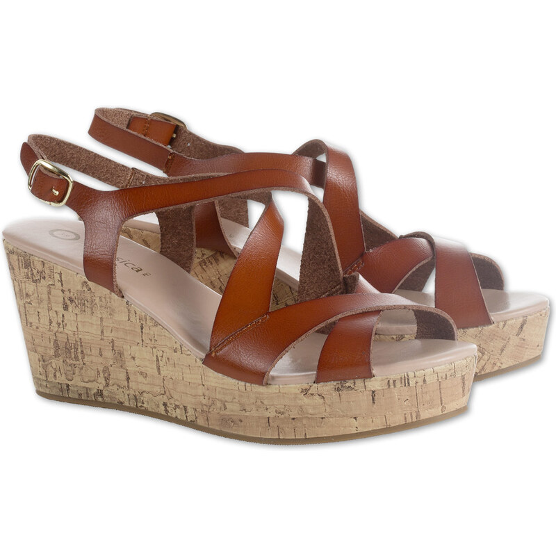 C&A Damen Riemen-Wedges in braun von Yessica