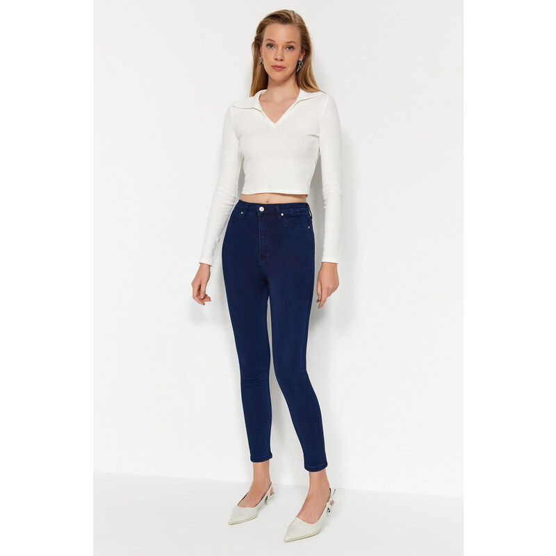 Trendyol Midnight Blue Jegging džíny s vysokým pasem