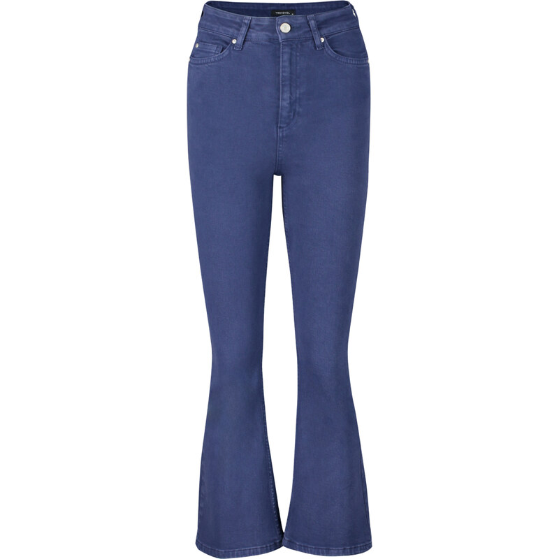 Trendyol Navy Blue High Waist Crop Flare Jeans