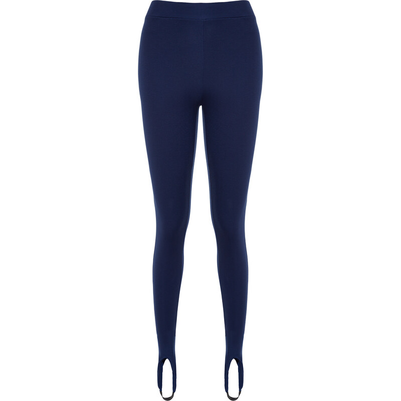 Trendyol Námořnická modrá Fuzo Interlock Pletené legíny s vysokým 115723362