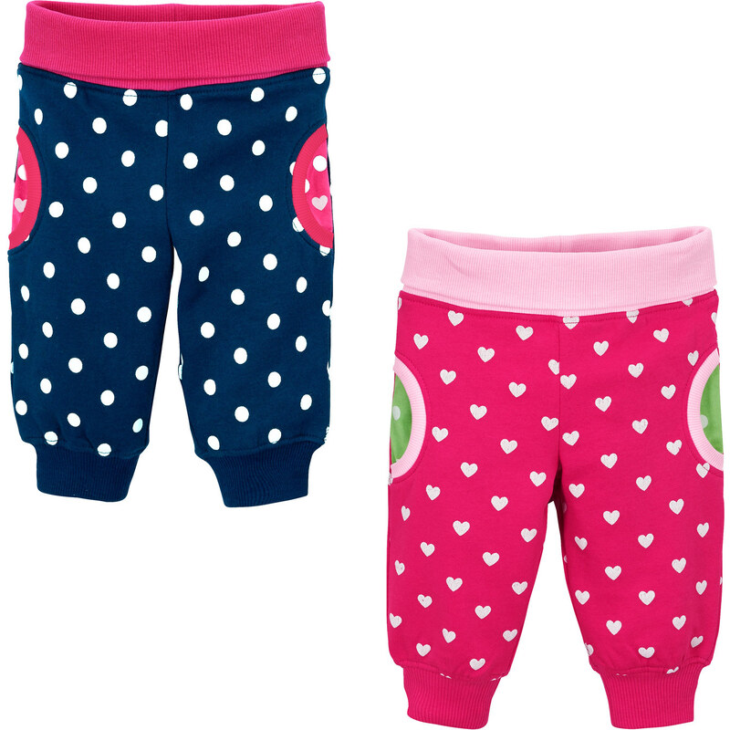 bonprix Baby sportovní kalhoty (2 ks v balení) organická bavlna Pink