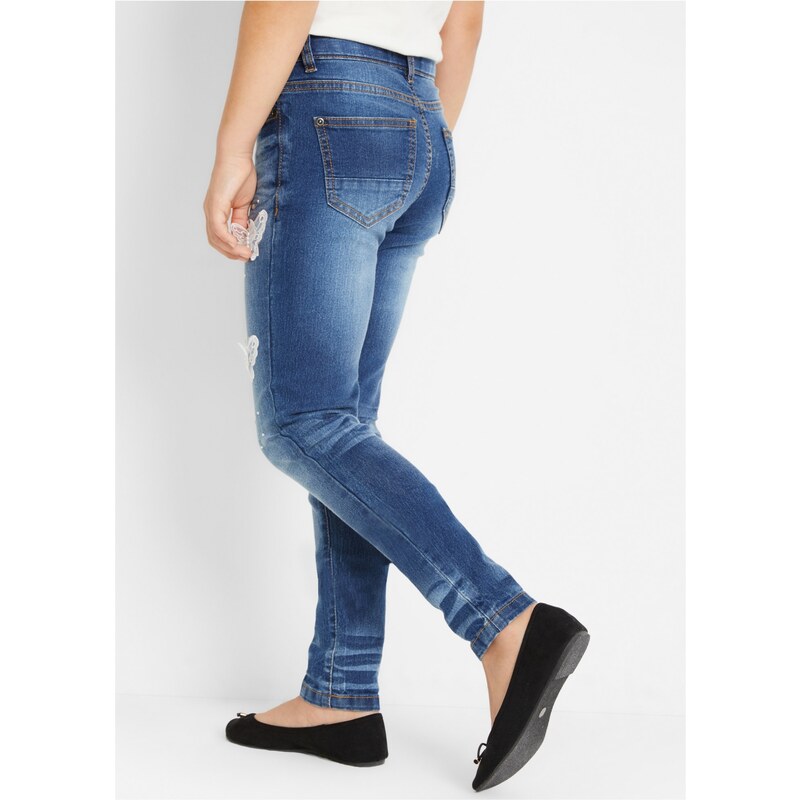 bonprix Skinny džíny, Mid Waist Modrá