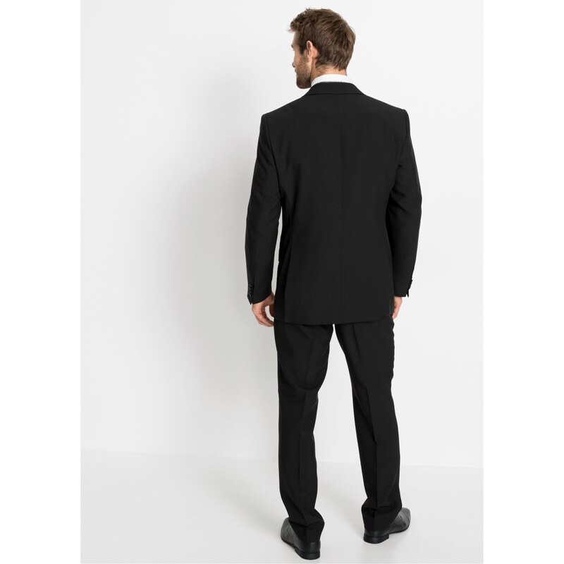 bonprix Oblek (5dílná souprava): sako, kalhoty, vesta, plastron, kapesníček Černá