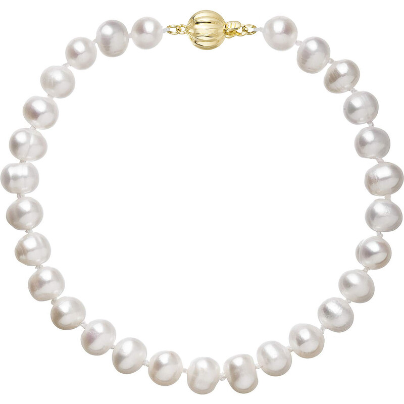 EVOLUTION GROUP Perlový náramek z říčních perel se zapínáním ze 14 karátového zlata 923001.1/9272A bílý
