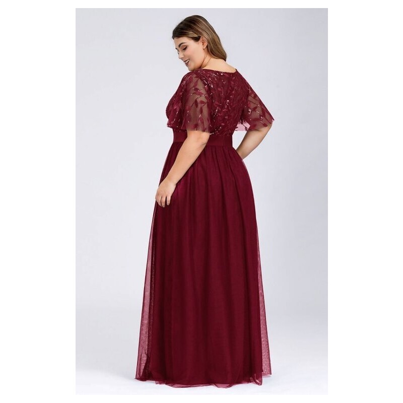 Dlouhé vínové bordo plesové šaty i plus size Ever Pretty 904