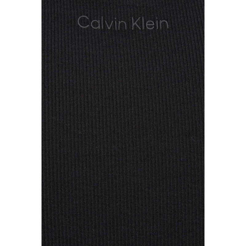 Tričko s dlouhým rukávem Calvin Klein černá barva, s golfem