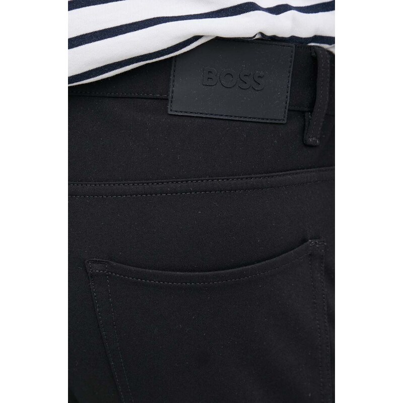 Kalhoty BOSS pánské, černá barva, přiléhavé
