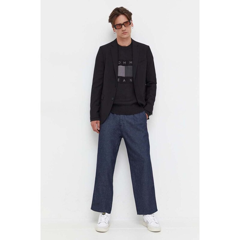 Bavlněný svetr Tommy Jeans černá barva