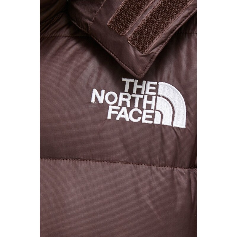 Bunda The North Face dámská, hnědá barva, zimní, oversize