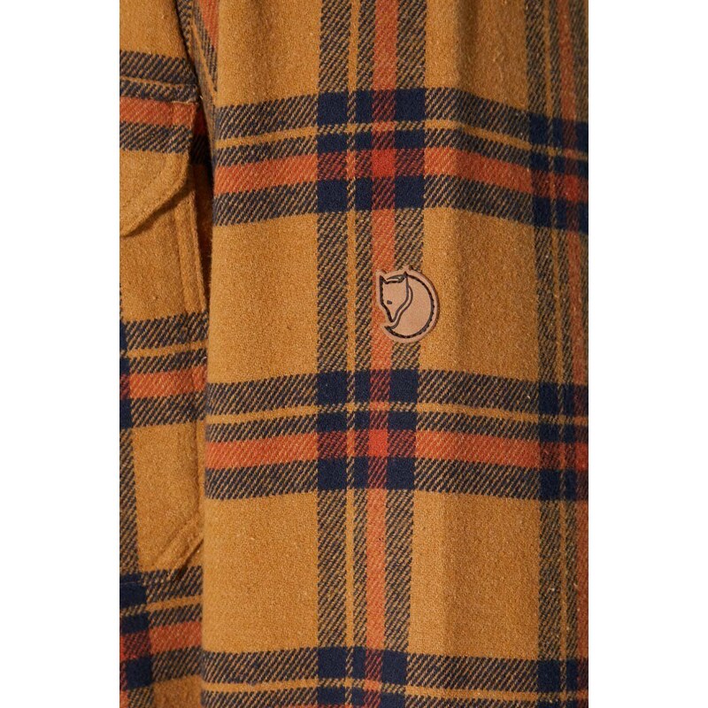 Košile Fjallraven Övik hnědá barva, regular, s klasickým límcem, F82978.232.215