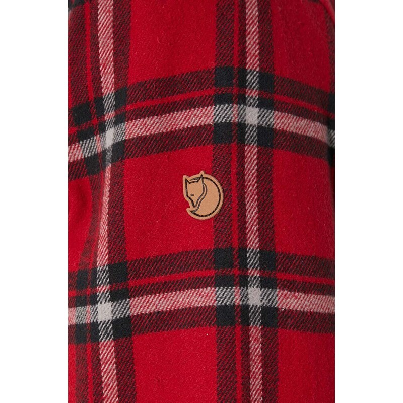 Košile Fjallraven Övik červená barva, regular, s klasickým límcem, F82978.345.021