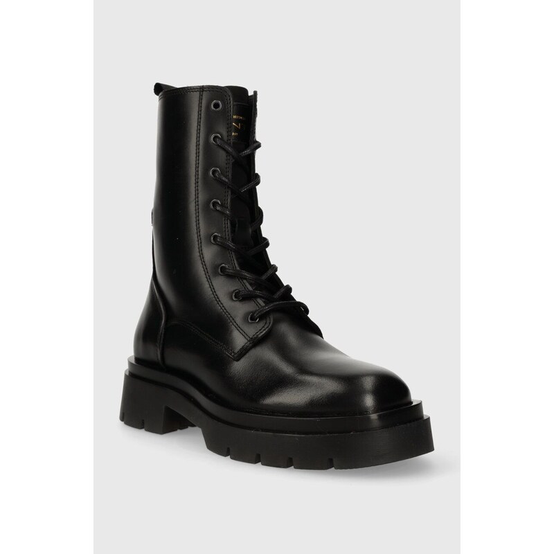 Kožené kotníkové boty Gant Meghany dámské, černá barva, na plochém podpatku, 27551404.G00