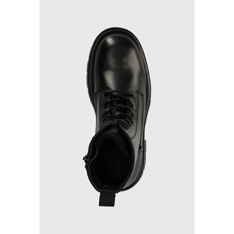 Kožené kotníkové boty Gant Meghany dámské, černá barva, na plochém podpatku, 27551404.G00