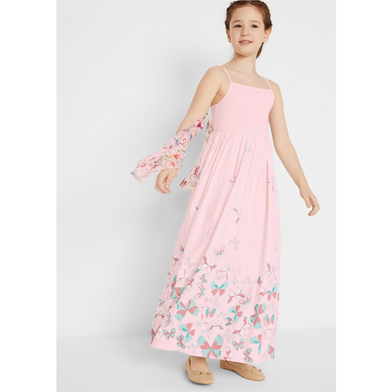 bonprix Dívčí dlouhé šaty Růžová