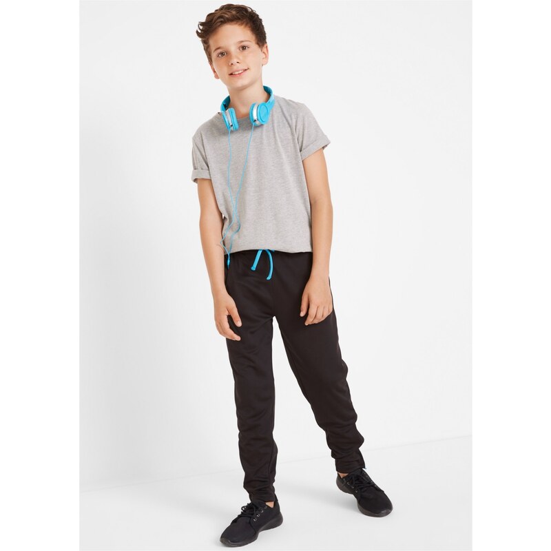 bonprix Sportovní kalhoty pro chlapce, rychleschnoucí a prodyšné Černá