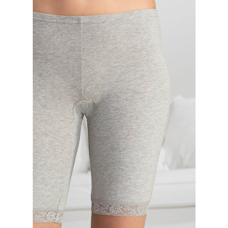 bonprix Dlouhé spodní kalhotky s krajkou (3 ks v balení) Béžová