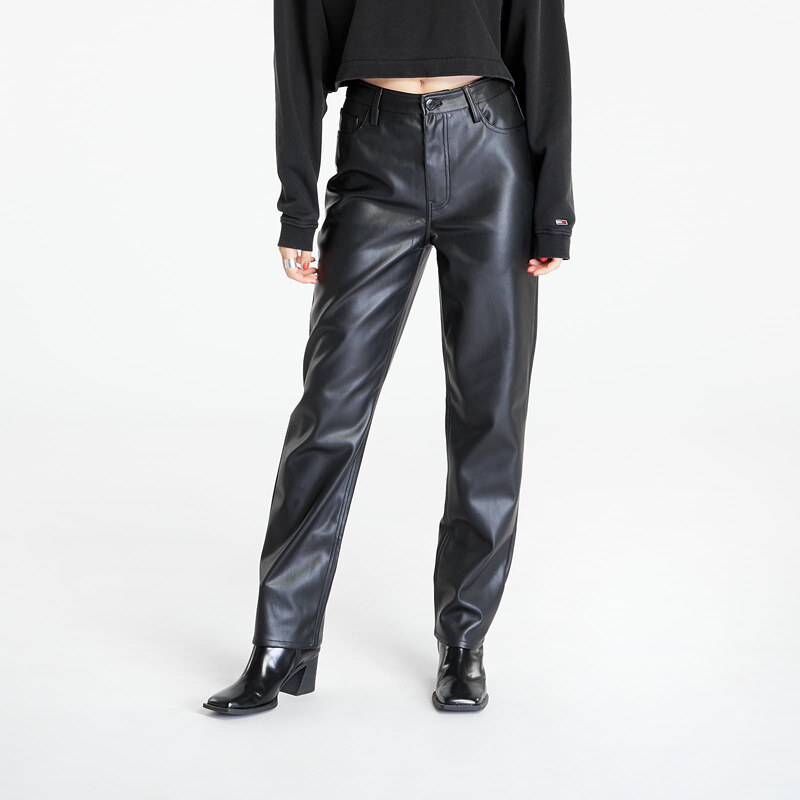 Tommy Hilfiger Dámské kalhoty Tommy Jeans Julie Pleather Pants Black