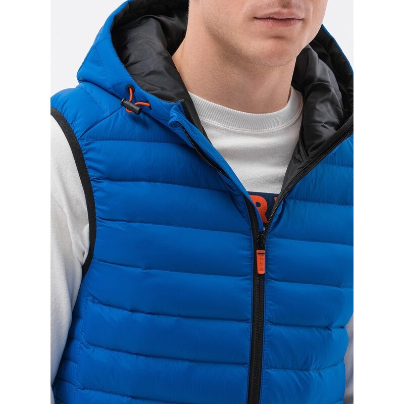 Ombre Clothing Moderní prošívaná vesta v odstínu modré V53