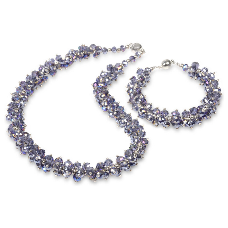 JwL Luxury Pearls Set náhrdelník s náramkem fialový JL0066